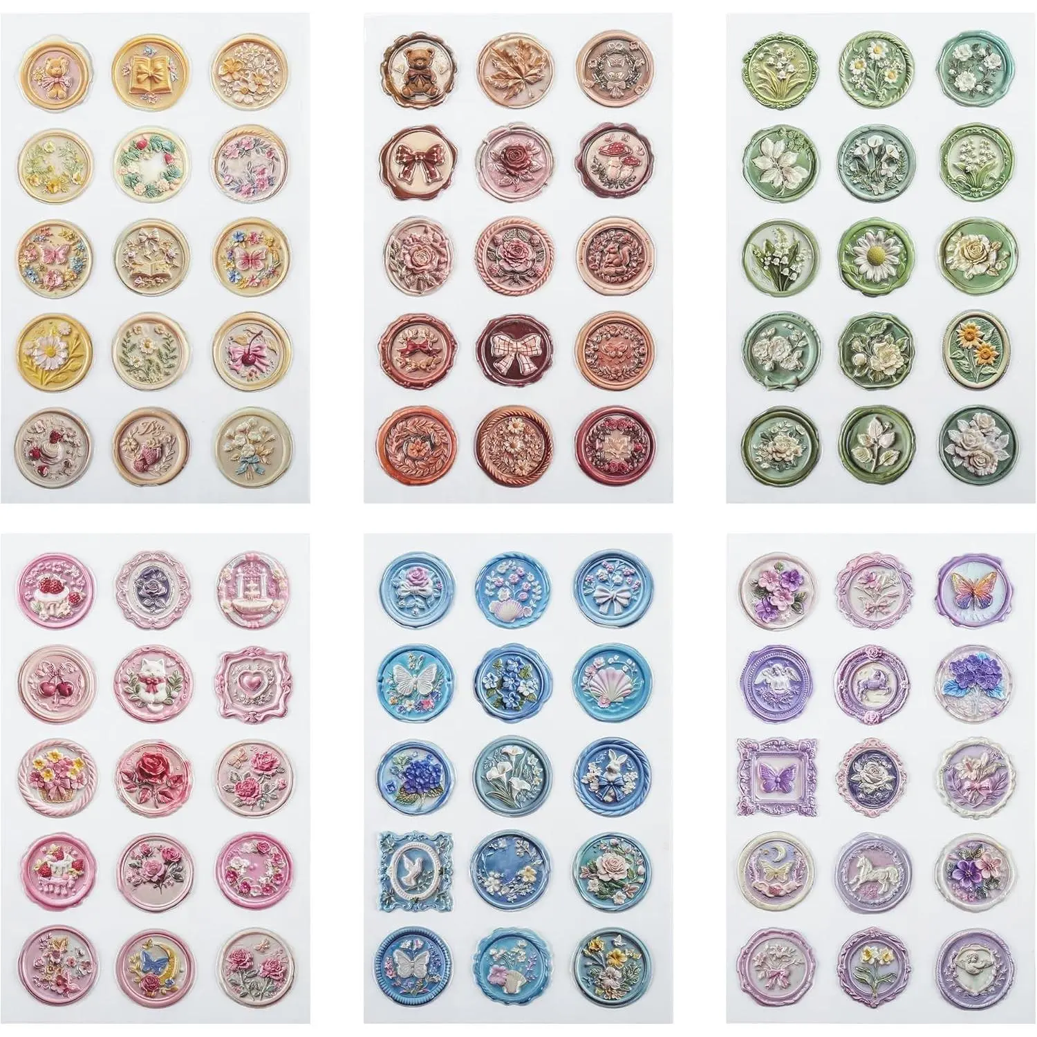 90PCS Pre-Made Envelope Seal Stickers, Classic Vintage Theme Waterproof Self-Adhesive Stickers for Wedding Invitations, Birthday Gift Wrapping, Scrapbook & Journal Decoration (90PCS Classic Vintage)