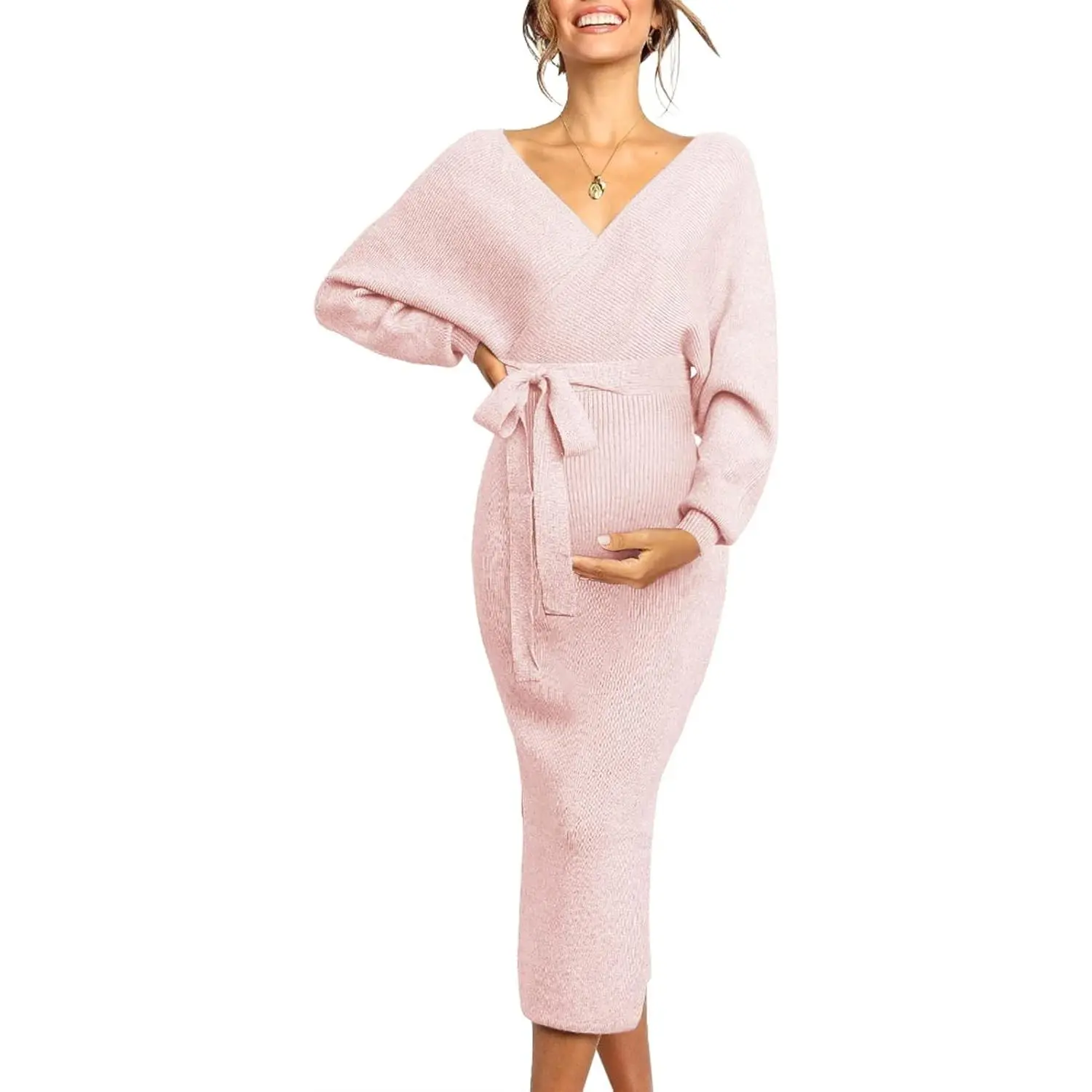 Womens Maternity Nursing Dress Sweater Dress Baby Shower Dress | Maternity,Pregnancy,Wedding Guest Dress, Baby Shower,Fall Winter Maternity Photoshoot Outfits