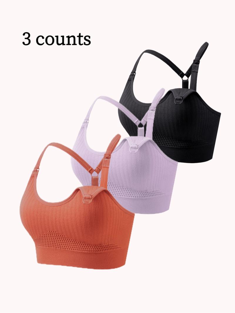 Maternity Solid Color Breathable Removable Chest Pad Wireless Nursing Bra, Soft Supportive Maternity Bra, Maternity Lingerie for All Seasons, Pregnancy Maternity Bra
