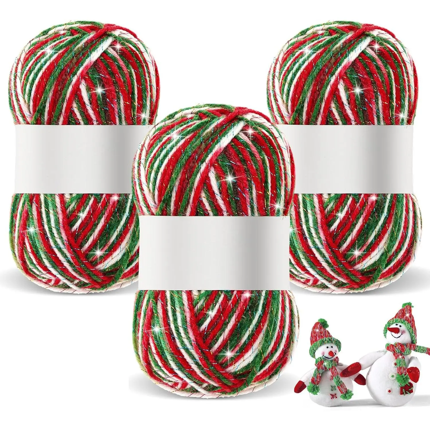 3 count Skeins Christmas Yarn for Crocheting 186 Yard Christmas Glitter Yarn Soft Each 100g/ 3.53 oz Knitting Crocheting  Craft Project  Starter (Mixcolor Red Green White)
