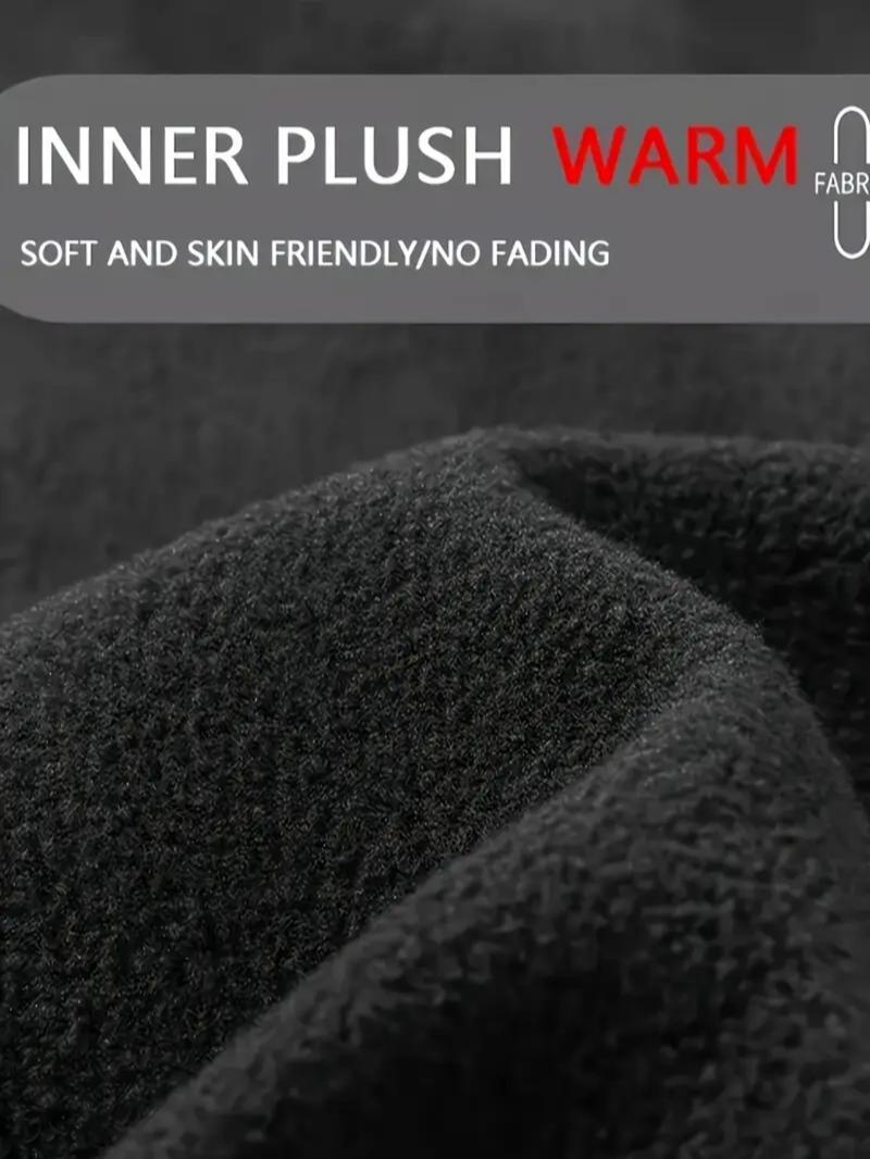 Men’s Winter Sports Top – Fleece-Lined Black Long Sleeve, Stand Collar, Stretch Fit with Graphic Print for Outdoor Training & Cold Runs, Athletic Tops