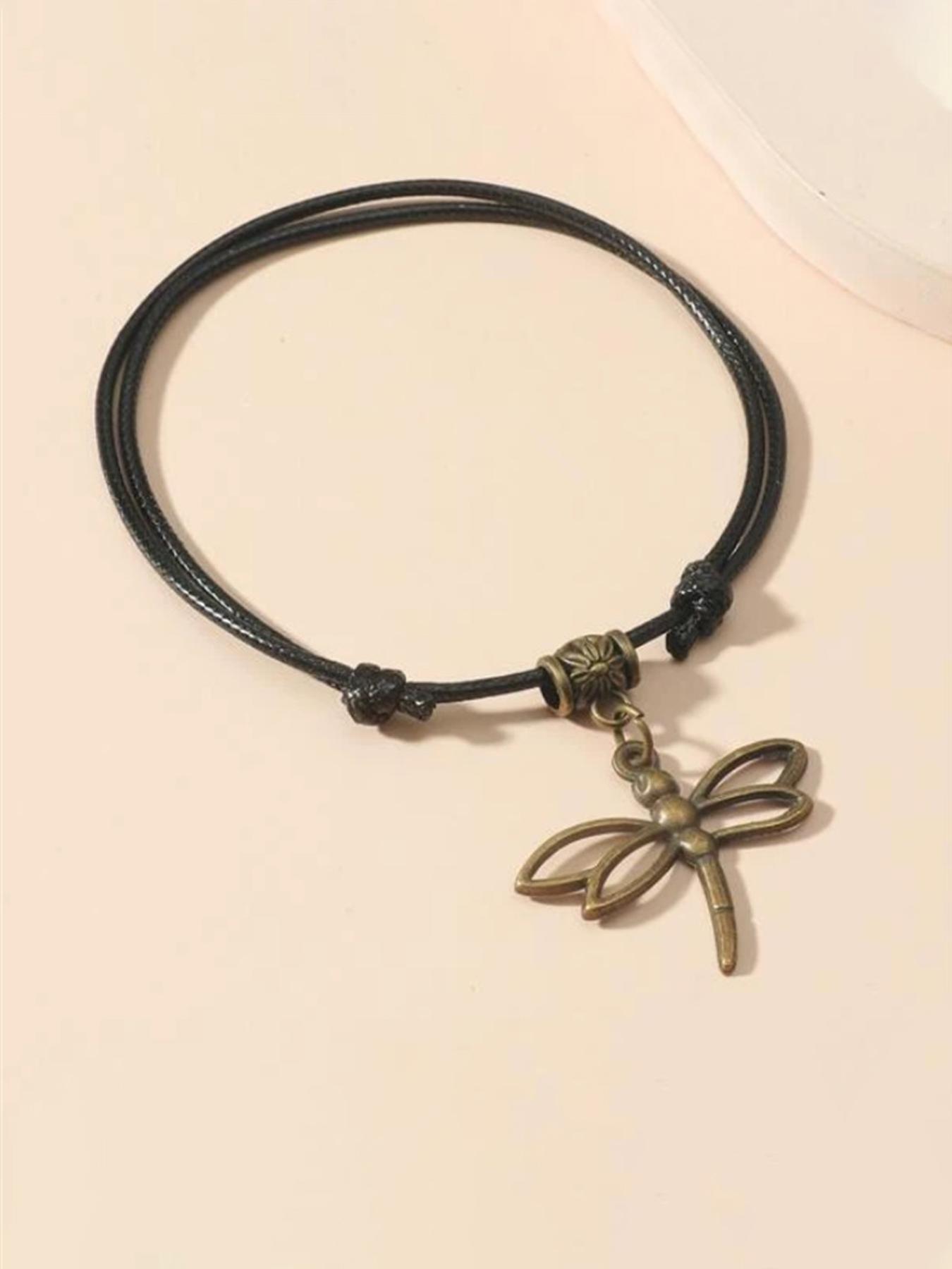 Vintage Dragonfly Design Pendants Anklet, 2024 New Style Fashionable Boho Style Beads Anklet for Women & Girls, Fashion Accessories for Summer Vacation Beach Wear, Jewelry