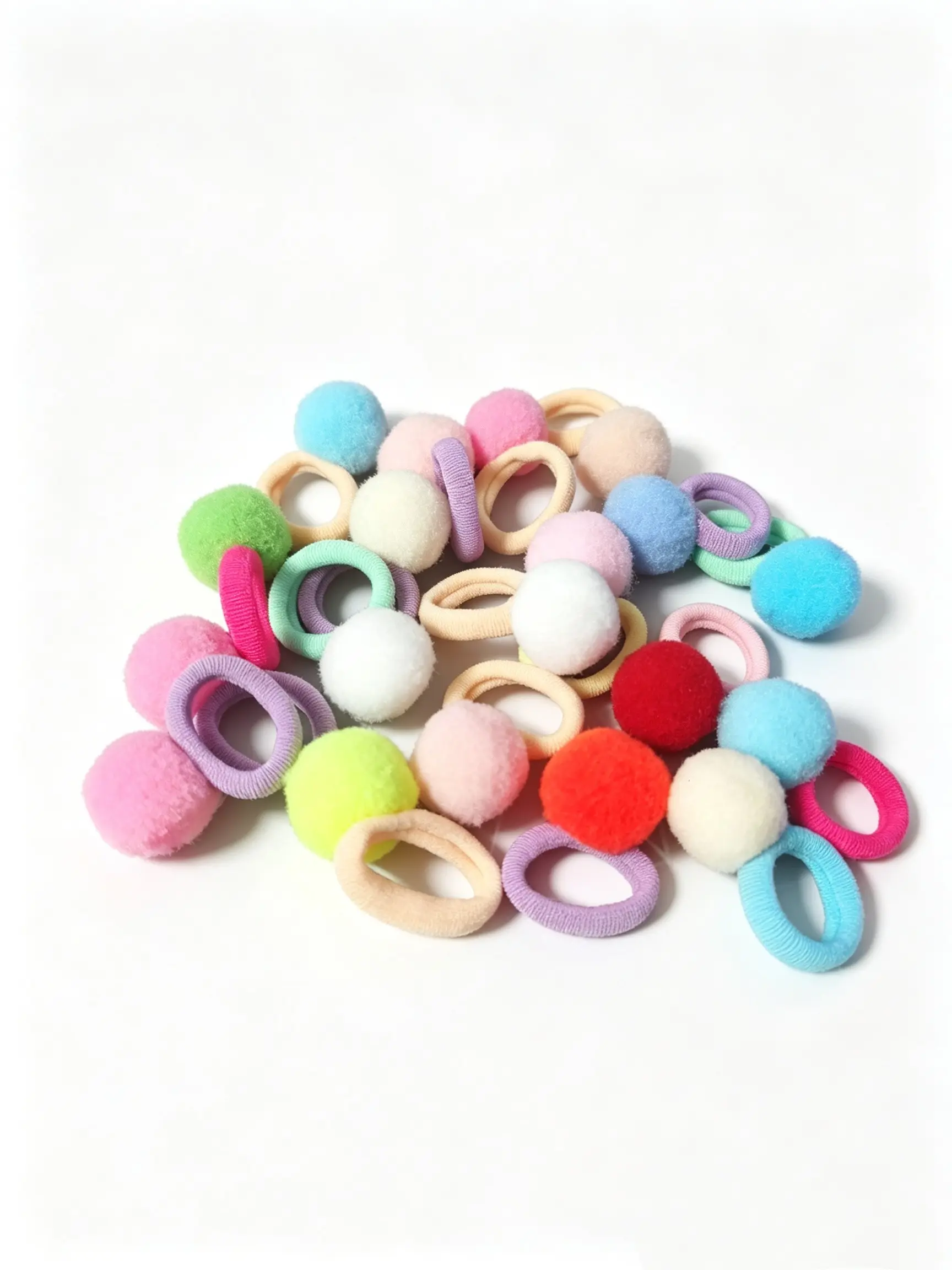 20-Pack Cute Candy Color Hair Ties, Small Pom-Pom Towel Rings, Gentle on Hair, Versatile Sweet Headbands, Perfect for Styling, Fashionable Hair Accessories