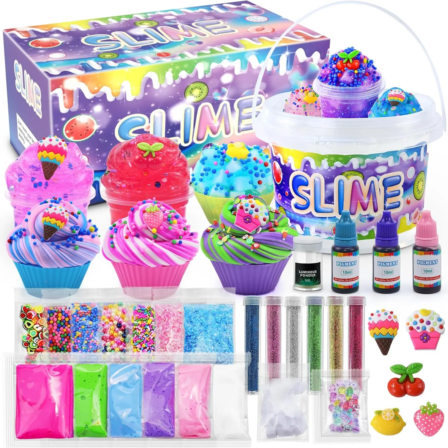 Elover Clear Slime Making Kits with Premade Slime for Kids DIY with 35 Sets Add-ins Jumbo Kit for 6-12 Years Old Girls Boys Present Party Favors, Large