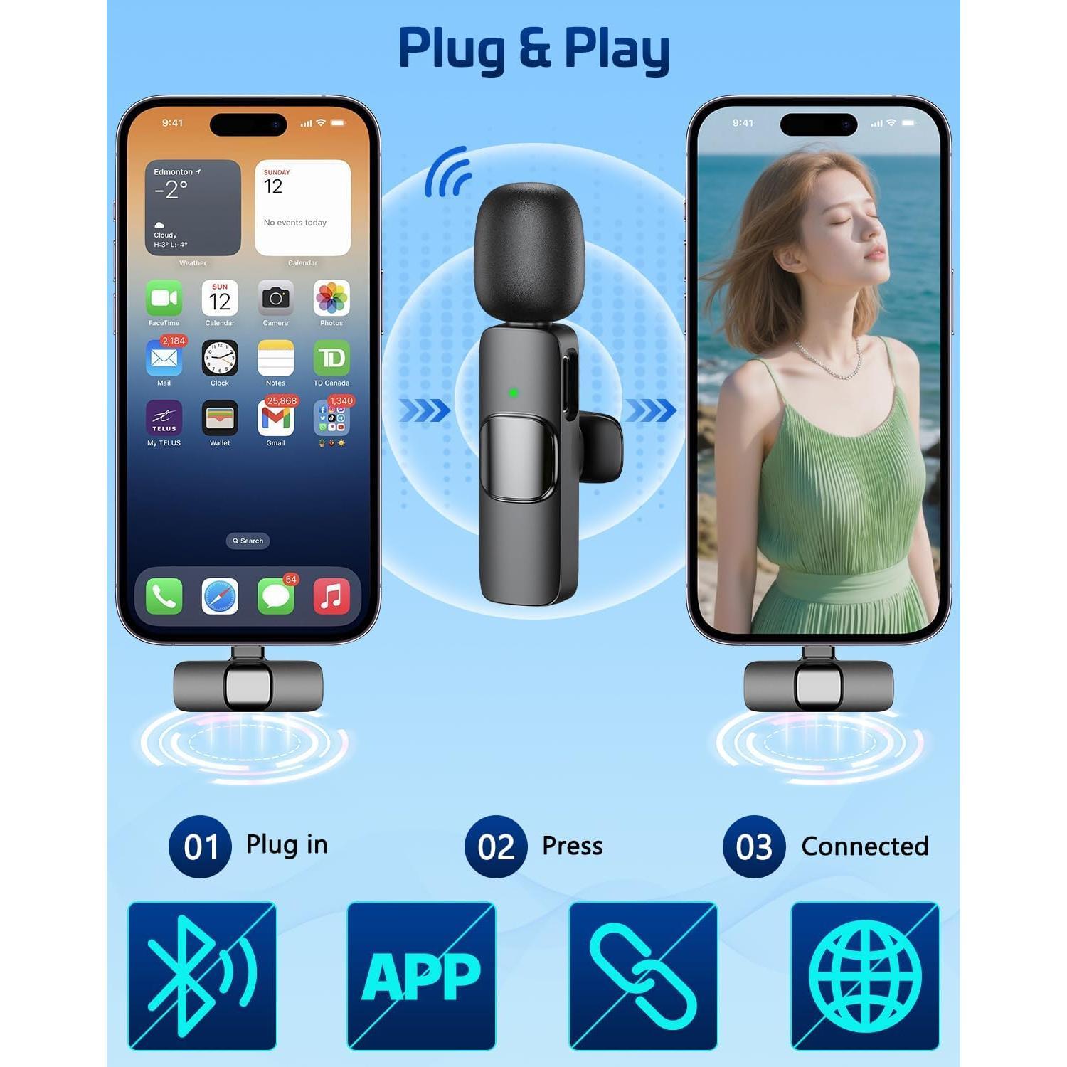 Lavalier Microphone for & Android - Mini Clip-On Mic with Noise Cancellation, 65ft Range, 8H , USB-C/Lightning - for , YouTube, Podcast, Live Streaming Lavalier Microphone for & Android - Mini Clip-On Mic with Noise Cancellation, 65ft Range, 8H , USB-C/Lightning - for , YouTube, Podcast, Live Streaming