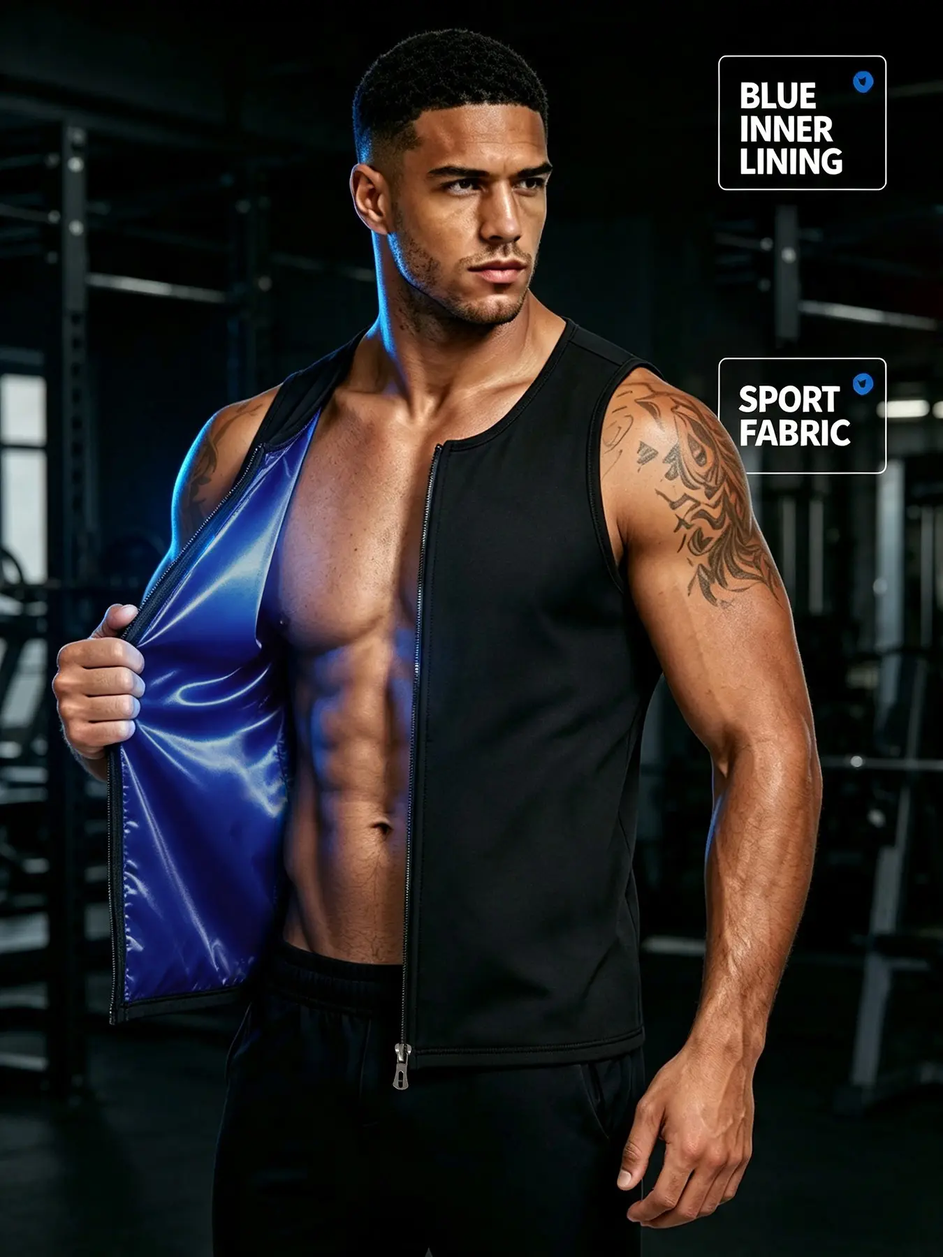 Men's Slim Plain Zip Up Sports Tank Top, Solid Sleeveless Round Neck Zipper Sport Top, Workout Gym Exercise Tops for Men, Athletic Tank