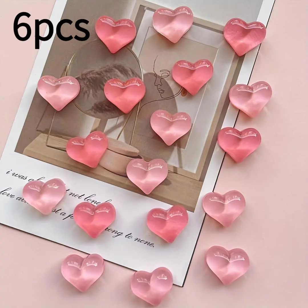 6pcs Solid Heart-Shaped Plastic Fridge Magnets - Multifunctional Decor for Kitchen, Office Whiteboard - Ideal for Kitchen Decor, Halloween Gifts