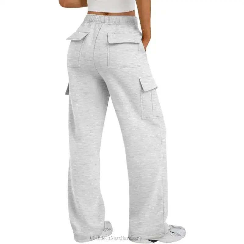 BoltNest Hardware Wide-Leg Cargo Barrel Bottom Joggers for Women, Trendy Baggy Sweatpants, 2025 Fall Work Travel Outfits
