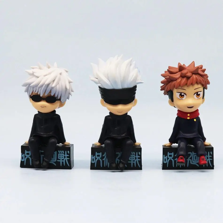 11cm Jujutsu Kaisen Anime Figure Q Version Sitting Satoru Gojo Action Figure Itadori Yuji Figurine Car Ornaments Model Doll Toys