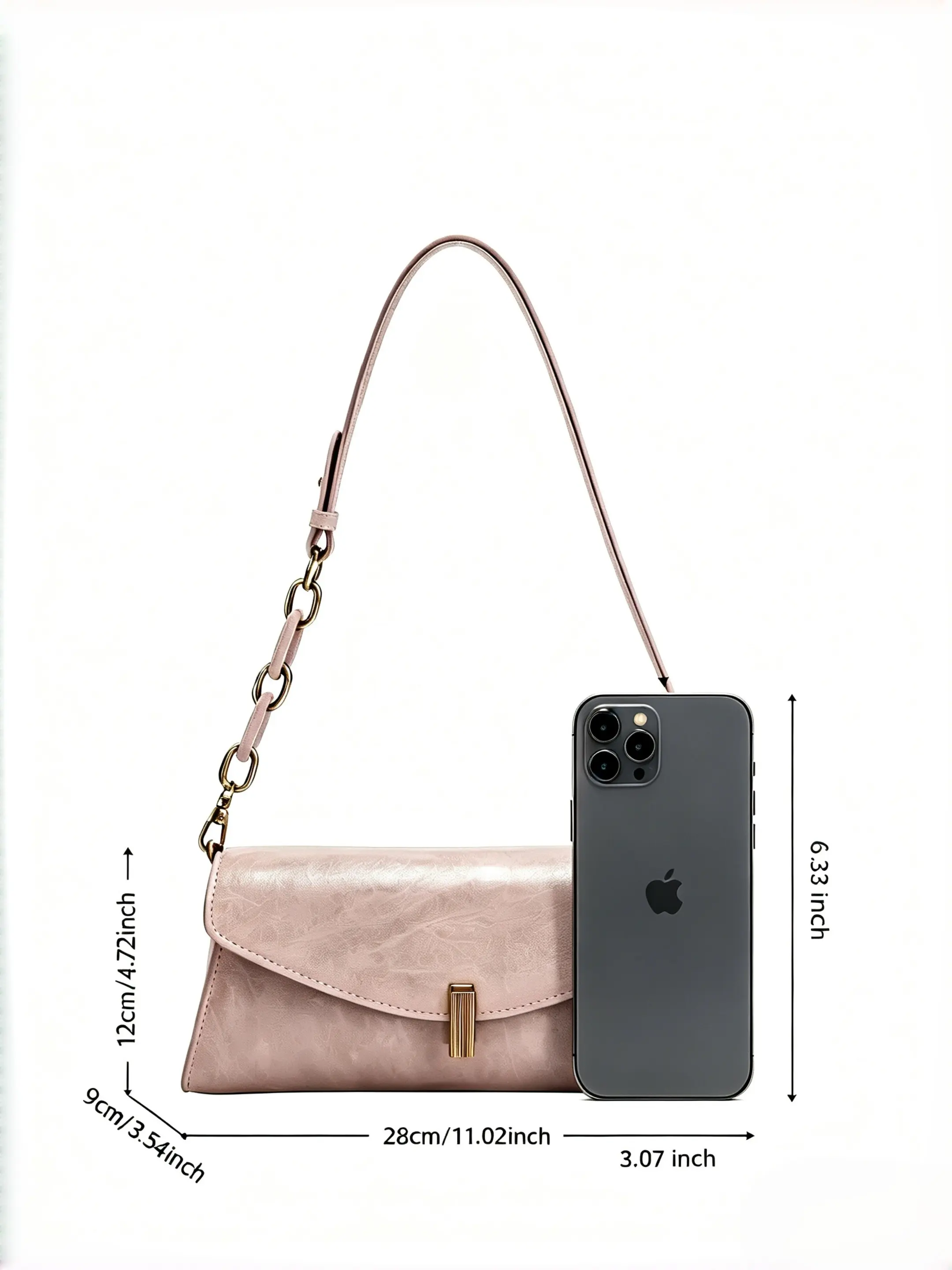 Elegant Baguette Crossbody Bag, Luxurious Vintage Chain Shoulder Bag, Versatile Commuter Handbag, Unique New Design, High-End Retro Style, Crossbody Fashion Bag, Fashion Crossbody Bags, Fashionable Crossbody Bag