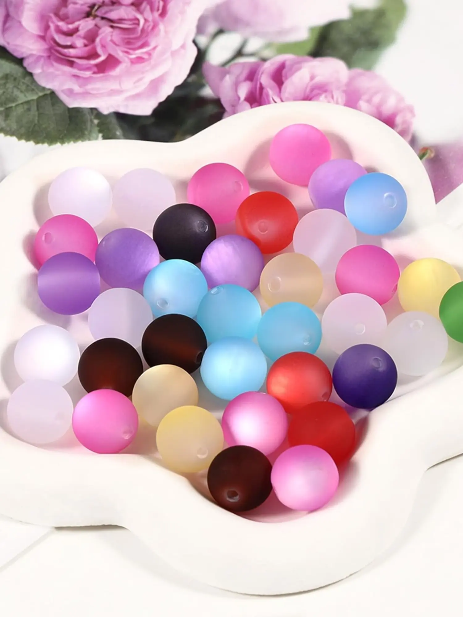50pcs 16mm or 100pcs 12mm Resin Frosted Cat Eye Beads, DIY Jewelry Charms, Resin Beads Cat Eye Bead Frosted Circular Rubber Spacer Beads DIY Making Friendship Bracelet Phone Chain Keychain Bead Pen Beads Accessories, Beads For Jewelry Making