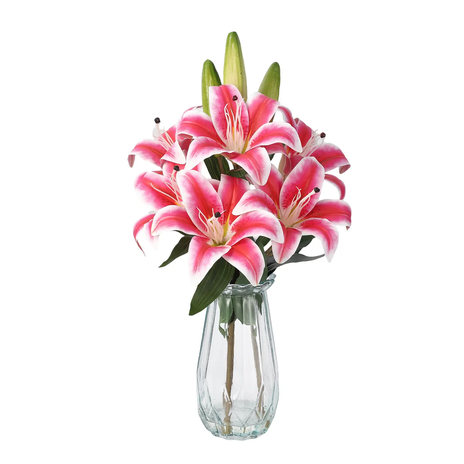 Real Touch Artificial Flora Arrangement in Glass Vase – Lifelike Silk Calla & Tiger Lilies
