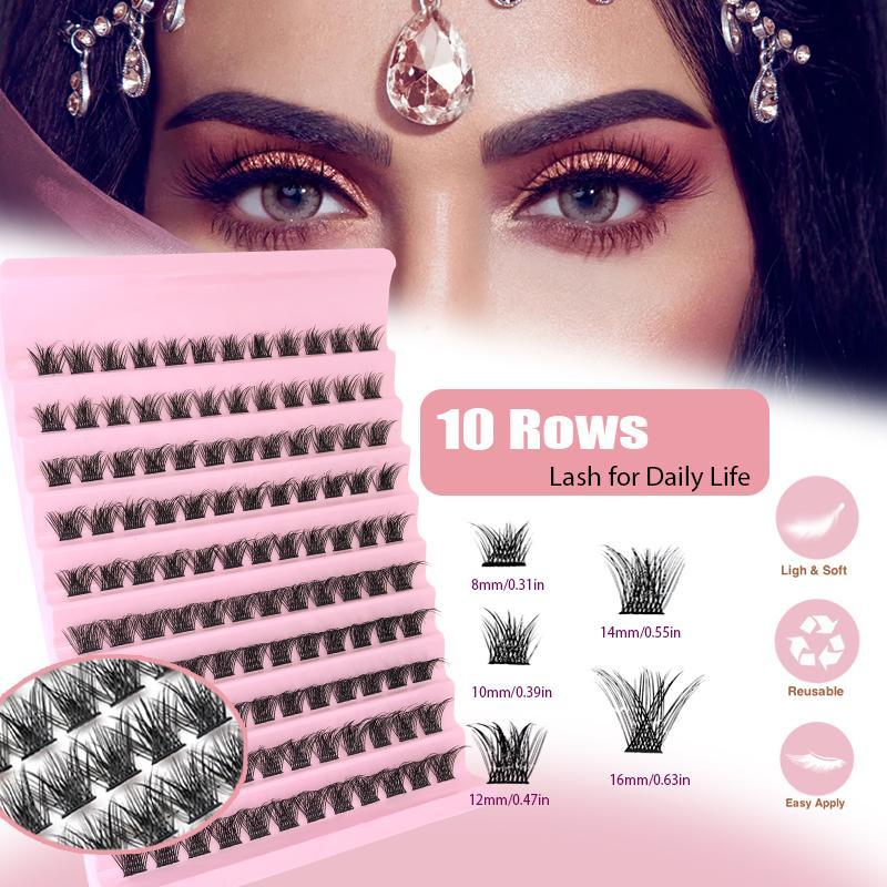 False Eyelashes Tool Set, 1 Box Natural Look Eyelash Extensions, Self Grafting Curl Eyelashes, Eye Makeup Enhancement False Eyelashes for Women & Girls, DIY Eyelash Extensions