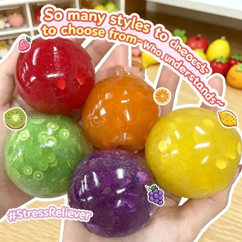 Unisex Soft Plastic Moldable Squeeze Fruit Smoothie Ball, Sound-Controlled Pinch Music Stress-Relief Toy for Easing Anxiety