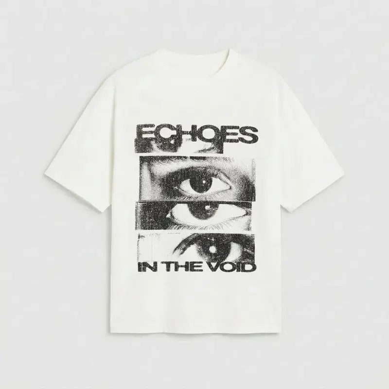 Men's Streetwear Oversized T-Shirt with Retro Glitch Art Eye Print, Vintage Graphic Tees, Casual Male Clothes, Men's T Shirts 100% Pure Cotton Made in the USA, Male Clothing