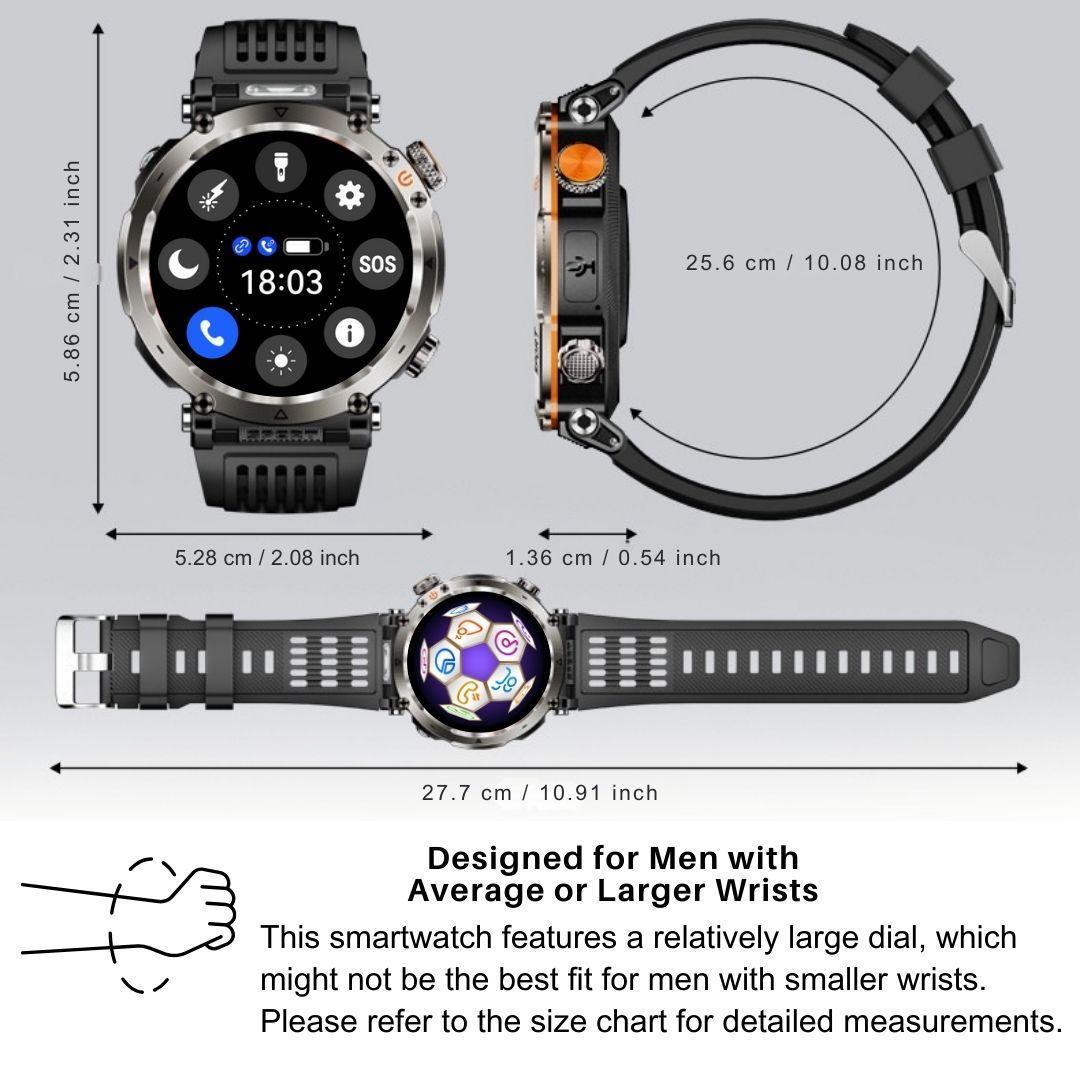 Men's Smart Watch, Fashion Digital Watch with Call Function, IP68 Waterproof Sports Watch with LED Flashlight for Women & Men