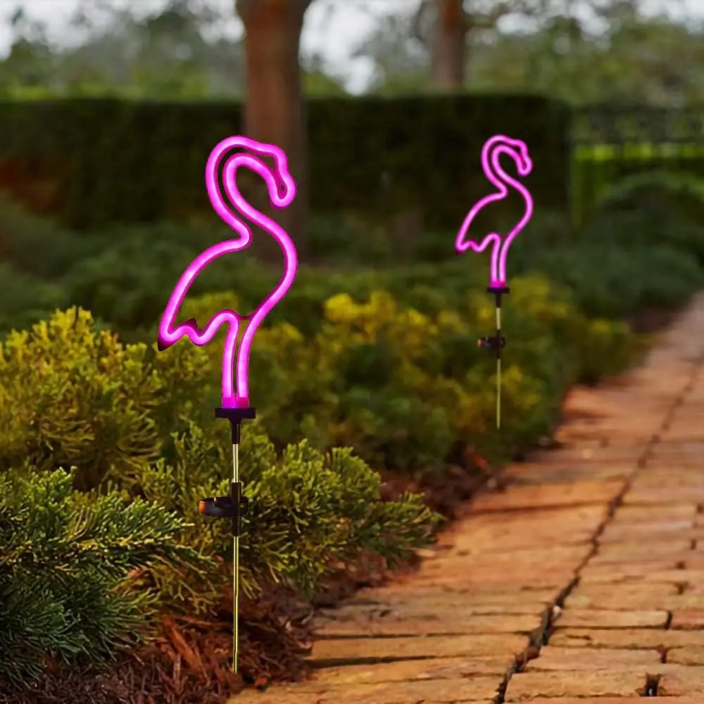 Solar Powered Outdoor Landscape Light, Flamingo Garden Stake Lamp, Camping Decorative Lighting, Neon Illumination for Lawn Patio Yard Walkway, Solar Landscape Lights