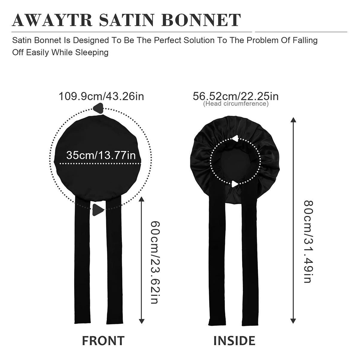 AWAYTR Satin Bonnet for Sleeping Women Silk Feeling Sleep Bonnet for Curly Hair Wrap with Elastic Tie Band Night Cap Light Purple