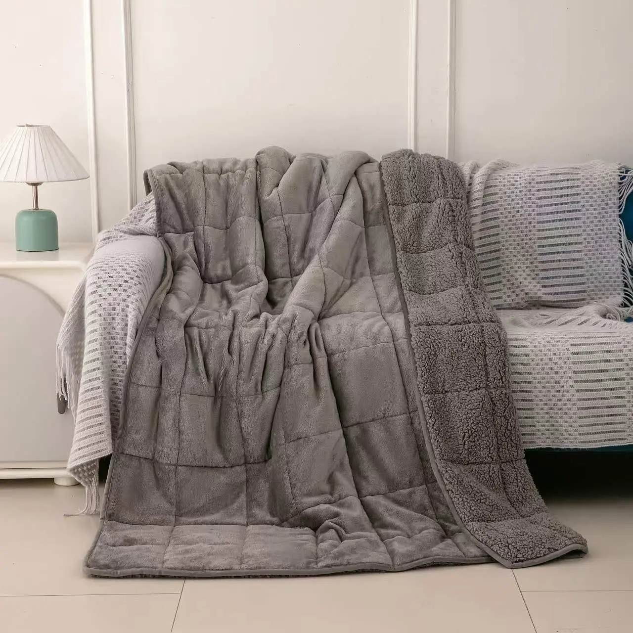 Sherpa 3lb Weighted Blanket for Adult, Both Sides Reversible  Soft Plush Weighted Heavy Blanket for    36in*48in
