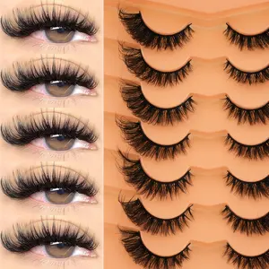 7 Pairs Cat Eye False Eyelashes, D Curl Natural Volume, Reusable, Beginner Friendly, All Occasions, Strip Lashes, 3D Cat Eye Lashes