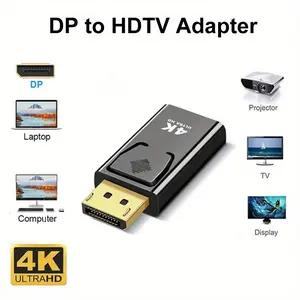4K Displayport Dp to Hdtv Adapter, Dp Male to Female 4K HD Converter, Compatible with 1080P Video for PC, Hdtv, Laptop