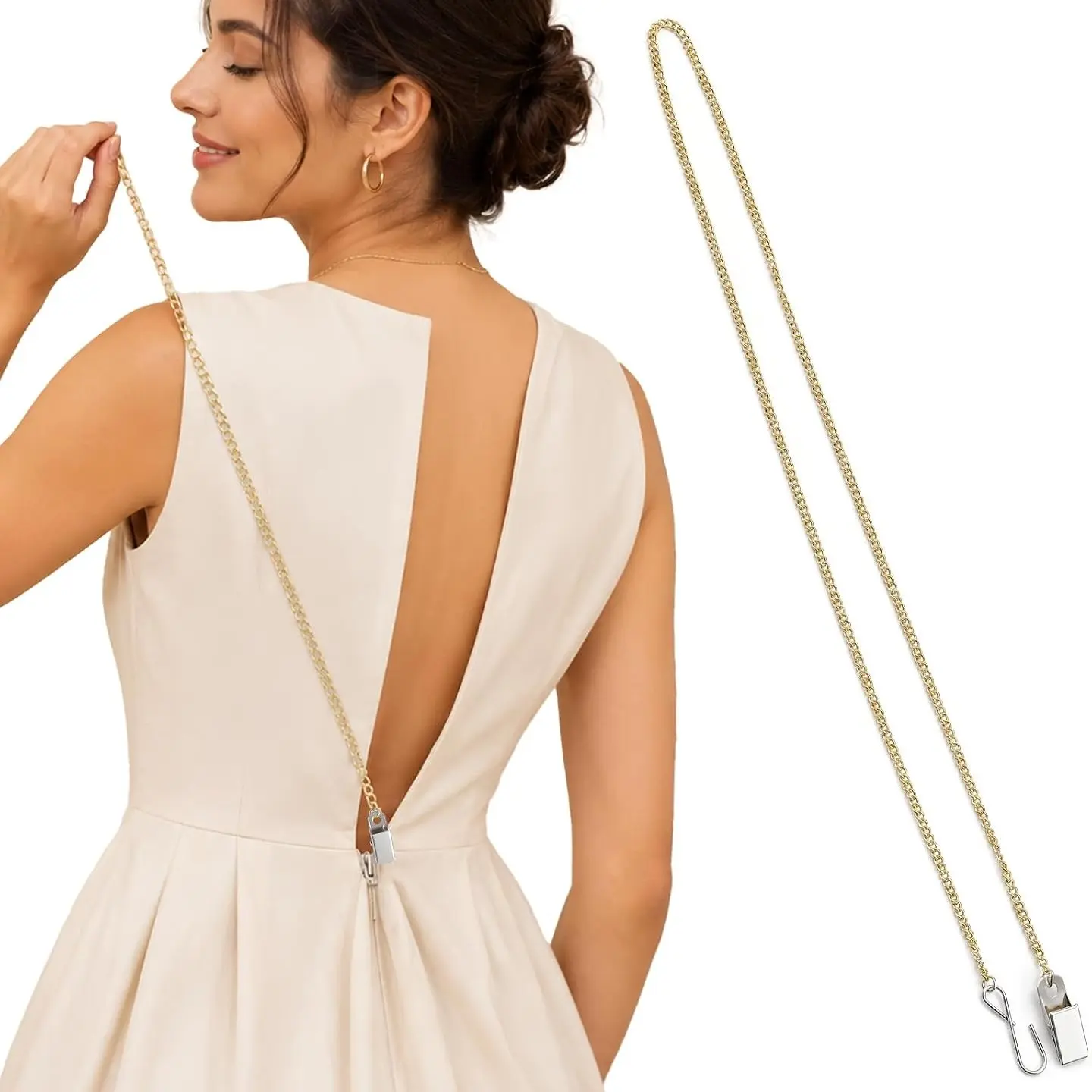 Zipper Pull Helper, Metal Dressing Aid Tool with Hook and Clip, Durable, Easy to Use, for Dresses, Boots, Clothing, Back Zippers