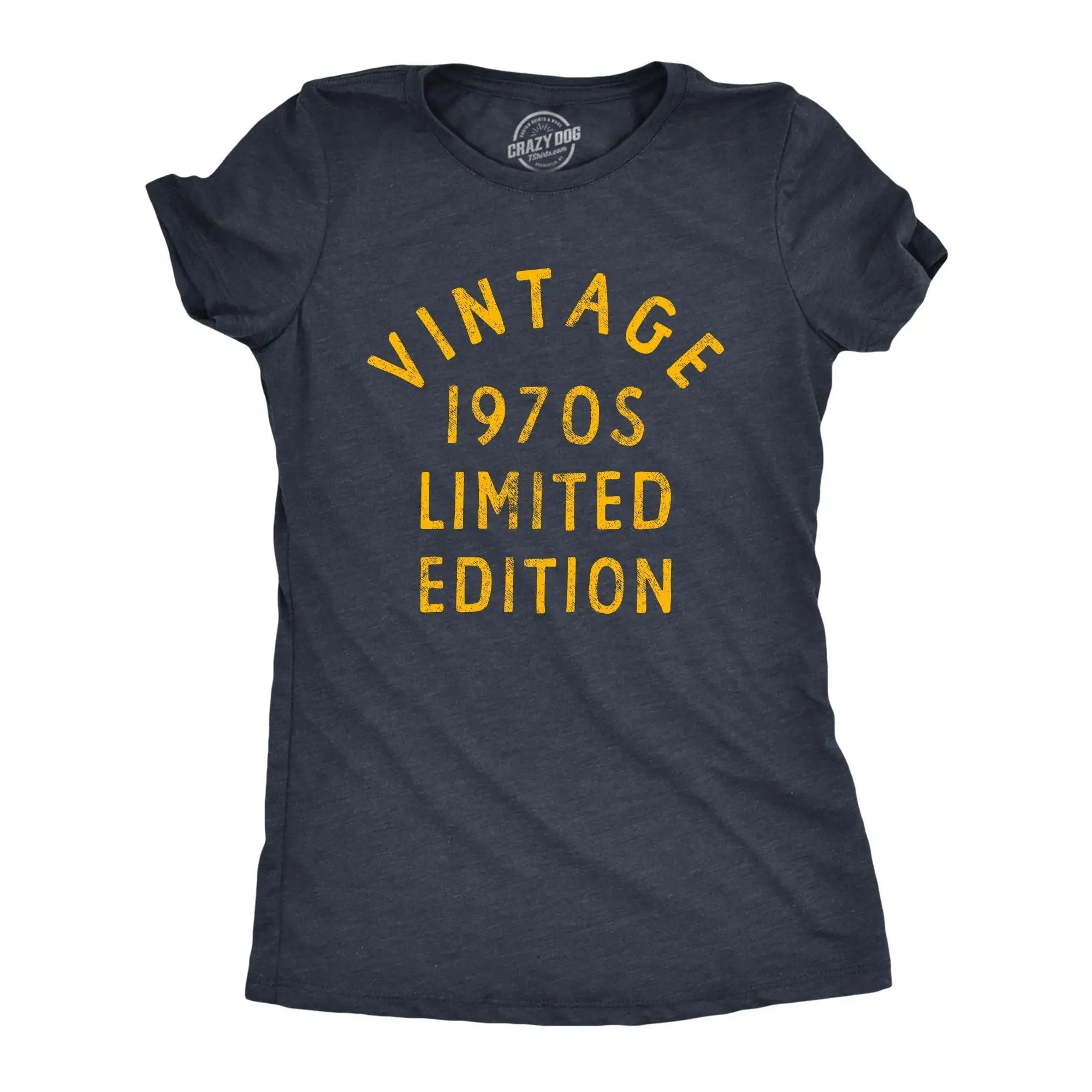 Womens Vintage 1970s Limited Edition T Shirt Funny Cool 1970 Theme Classic Tee for Ladies Funny Womens T Shirts Cute Vintage Fashion Casual Ladies T-Shirt Gift Funny Vintage Top Women's Novelty Tees Navy Tshirt