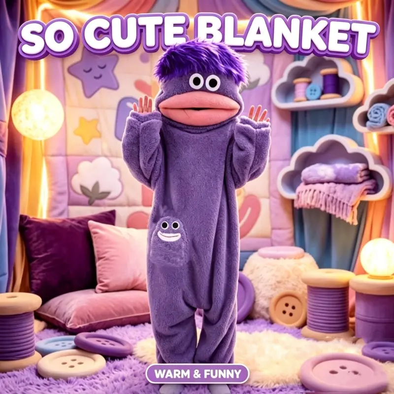 Funny Wearable Blanket Onesie, Soft Fluffy Plush Warm Pajamas, Ideal for Home Party Holiday Gift, Cozy and Comfortable