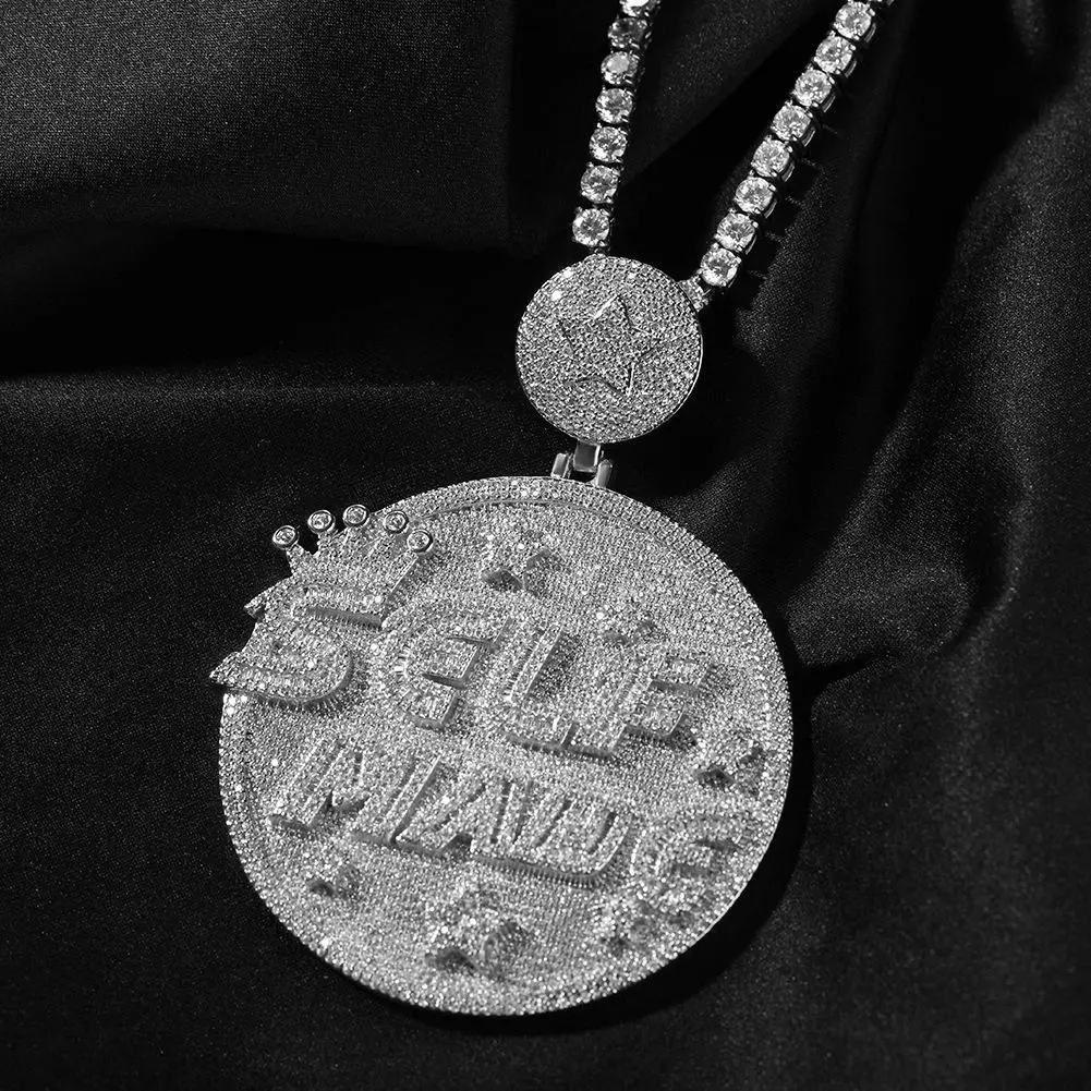 IH Iced Out Self Made Statement Pendant Necklace 18K Gold Plated Natural Sri Lanka Zircon Hip Hop Miami Italian Mexican Luxury Unisex