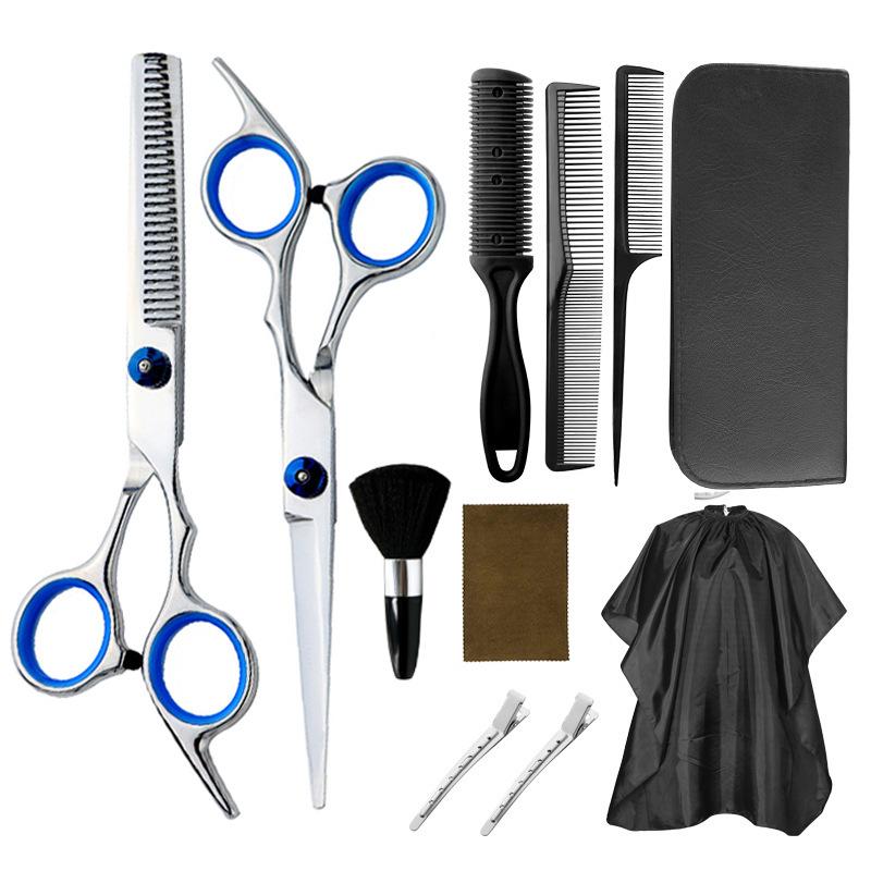 11Pcs Professional Hair Cutting Scissors Hairdressing Stainless Steel Haircut Thinning Shears Kits For Women Men Pets