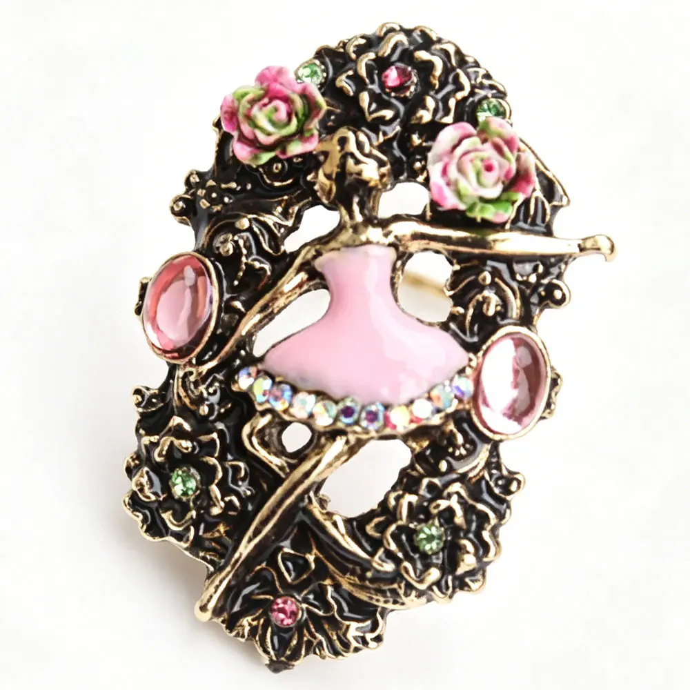 Exquisite Ballerina Themed Brooch Floral Design Rhinestones Inspired Jewelry for Women Perfect for Adding Elegant Charm To Coats