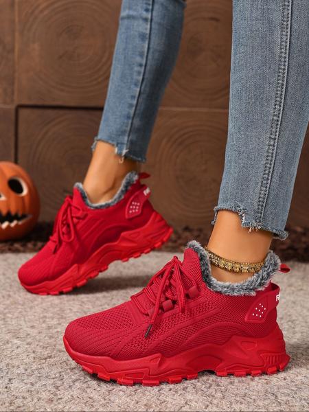 Women's Plus Size Fall Winter Warm Fleece Lined Casual Shoes, Comfortable Indoor Outdoor Wear, Perfect for Travel Vacation Home Use