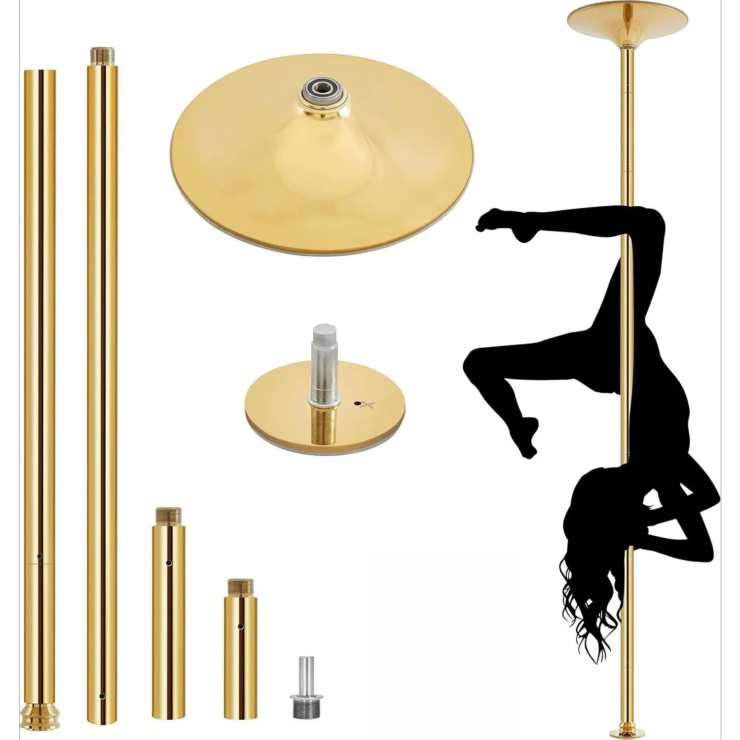 Portable Dancing Pole 45mm Spinning Static Modes Height Adjustable Removable for Home Gym Exercise Club Party