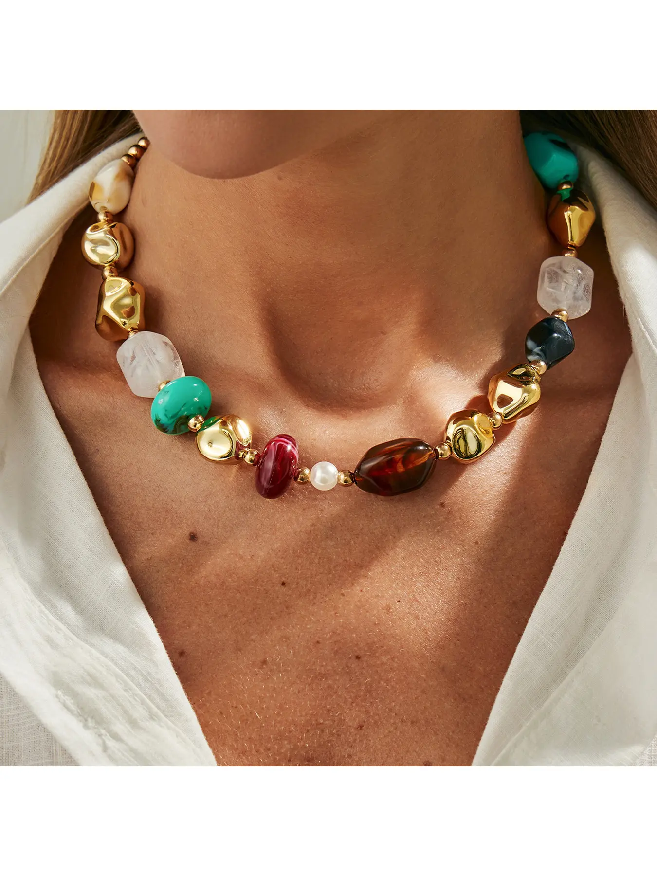 Bohemian Disc Necklace, Casual Seaside Vacation Neck Jewelry for Women
