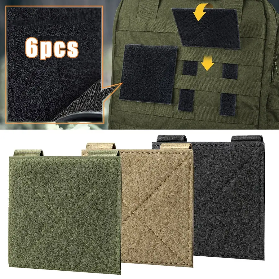 Molle Wiring Rack, 6pcs Hook Loop Adapter Panels, Suitable for Molle Accessories Panel, Vest Carrier, Backpack, Size 4x4 Inches