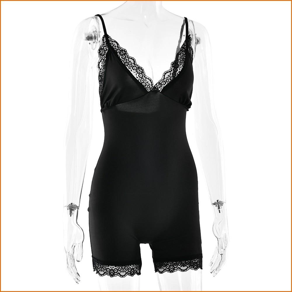 KODA & CO 04 Lace Trim Sleeveless Bodysuit For Women  Adjustable Spaghetti Strap High Waist Sexy Shapewear