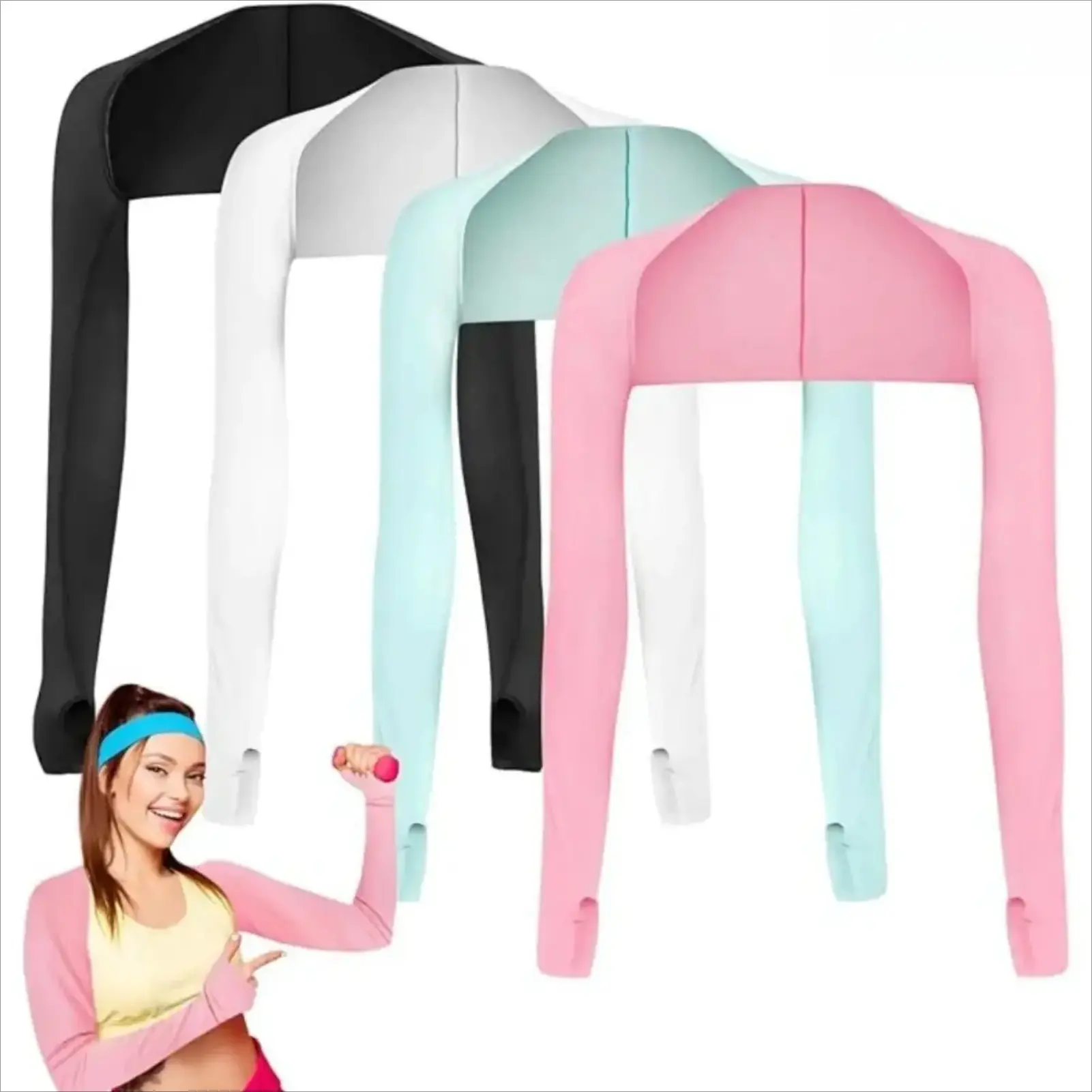 4-Pack Cooling Arm Sleeves for Women, UPF 50+ Sun Protection Sleeves with Ice Fabric, Soft Lightweight UV Cover for Driving, Golf, Running, Outdoor Sports & Daily Wear