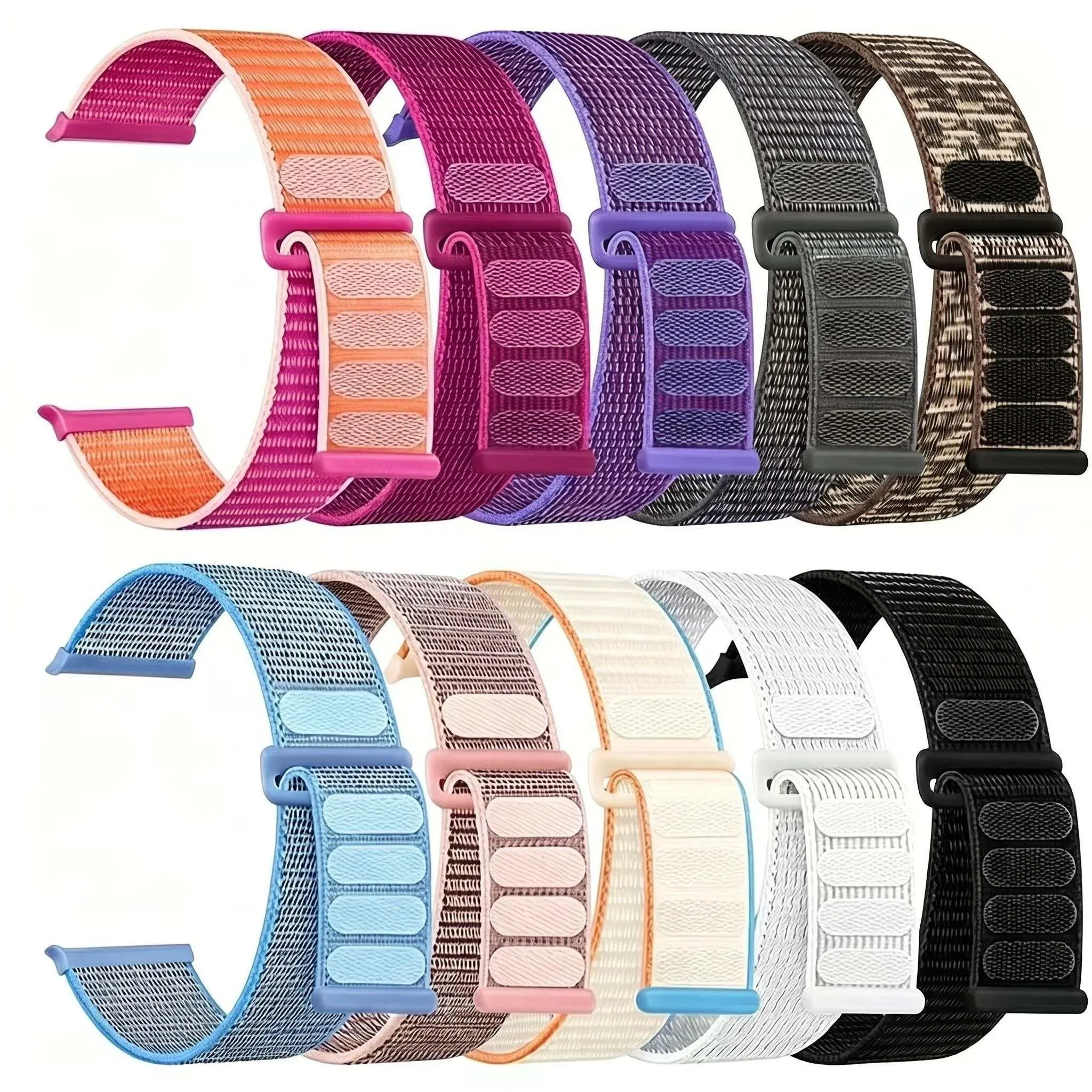Adjustable Nylon Watch Band (Band Only), 10pcs Soft Breathable Smart Watch Straps for Women & Men, Wearable Accessories Compatible with Apple Watch Series, Smartwatch Accessories