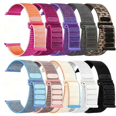 Adjustable Nylon Watch Bands (Band Only), 10Pcs Soft Breathable Smartwatch Straps for Women & Men, Compatible with Apple Watch Series, Smartwatch Accessory Band