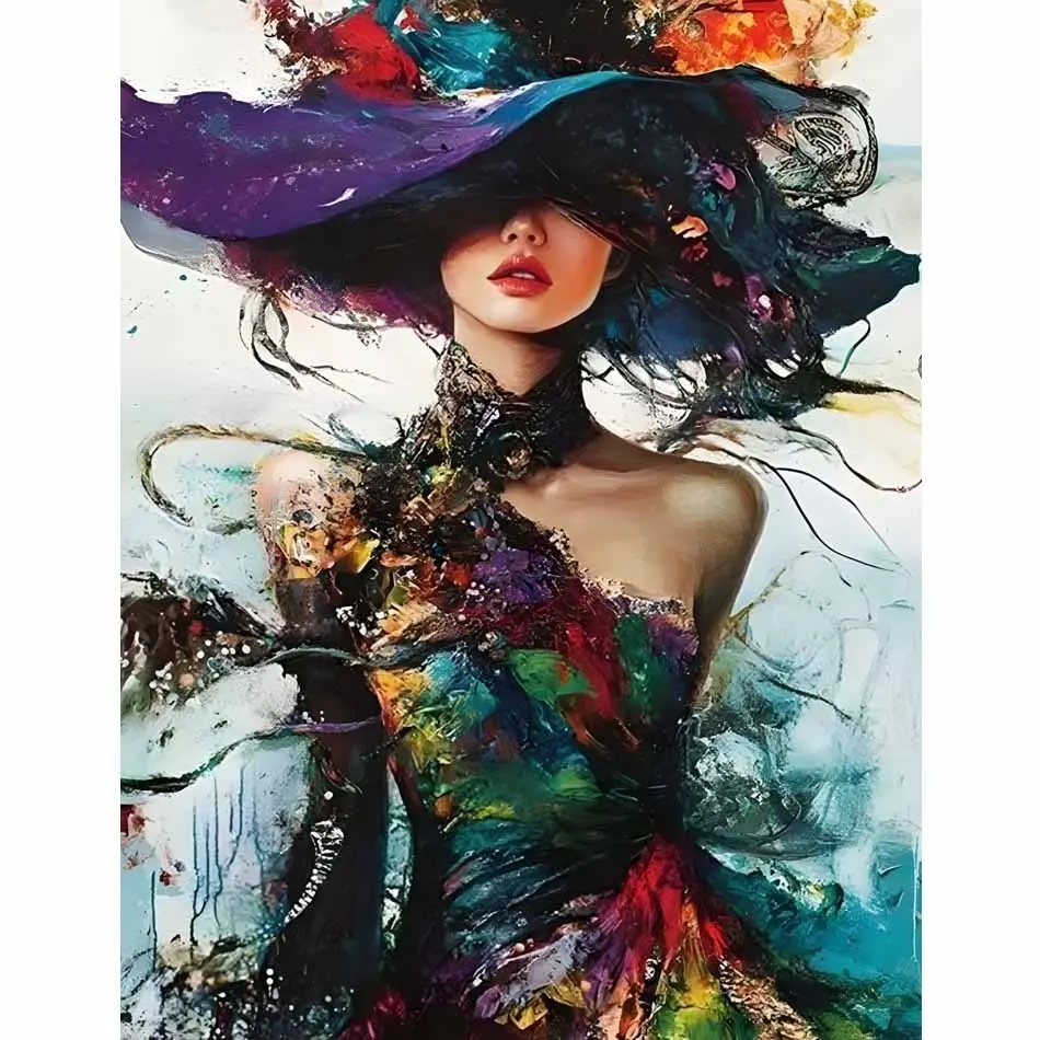 Professional Art Use, DIY by Numbers for Adults - Beautiful Woman Face Paintable Canvas with Pre-Printed Numbered Sections & Color-Coded Palette Suitable for Beginners, Relaxing Creative Gift, 16x20inch for Home Decor, Women & Men