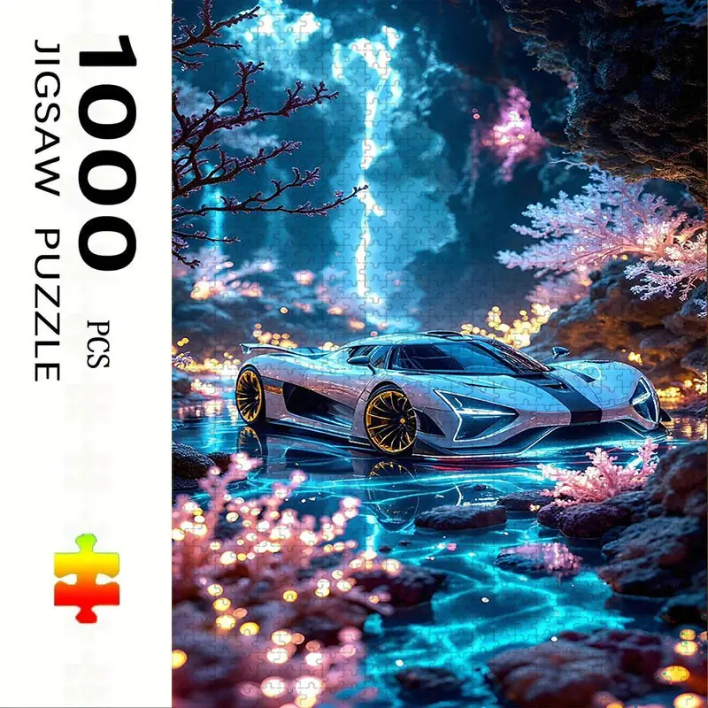 1000 Piece Car Theme Puzzle, Large Adult Family Interactive Puzzle Toy, DIY Home Decor Brain Challenge, Holiday Scene, Durable Puzzle