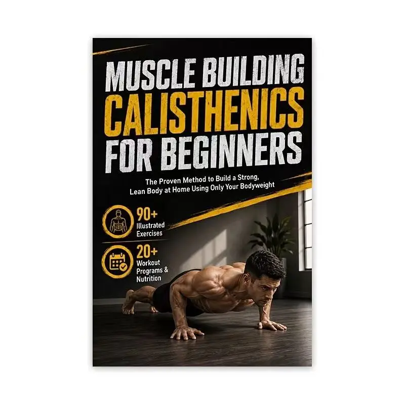 Beginner Bodyweight Muscle Training Log Book, 90+ Illustrated Exercises, 20+ Full Workouts, Diet Plan, No Equipment Needed, Fitness Gift