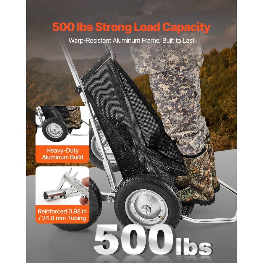 VEVOR Game Carts for Hunting, 500LBS Deer Cart Game Hauler, Heavy-Duty Crawler Cart, All-Terrain Folding Deer Hauling Cart with Shock-Absorbing Tires, Utility Gear Dolly for Hunting Fishing Hiking VEVOR Game Carts for Hunting, 500LBS Deer Cart Game Hauler, Heavy-Duty Crawler Cart, All-Terrain Folding Deer Hauling Cart with Shock-Absorbing Tires, Utility Gear Dolly for Hunting Fishing Hiking