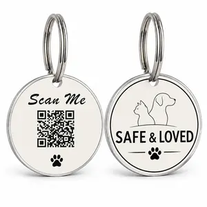 Dog and Cat Qr Code ID Tags, Stainless Steel Anti-Lost Pet Collar Tags, Includes Owner Phone, Address, and Pet Info