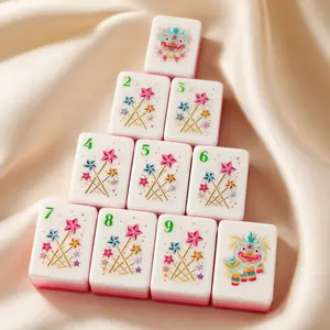 Acrylic Mahjong Set, 4-Ply, 32mm Standard Size, 160 Hand-Shuffle Tiles, Vibrant Candy Hue Indoor Leisure Tabletop Game for Home, Parties
