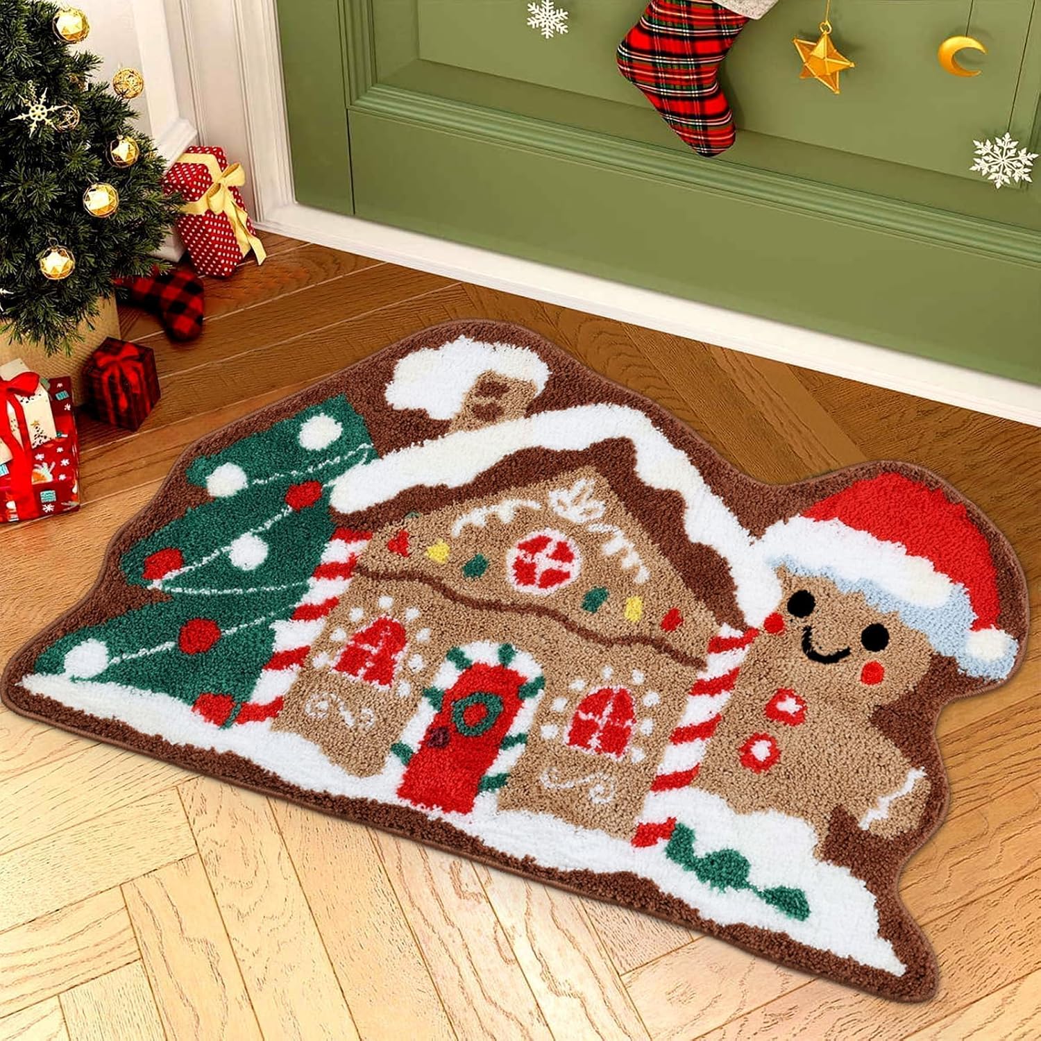 VIAMA Christmas Gingerbread House Rug Soft Bathroom Mat Gingerbread Figure Front Door Living Room Holiday Decorations VIAMA Christmas Gingerbread House Rug Soft Bathroom Mat Gingerbread Figure Front Door Living Room Holiday Decorations