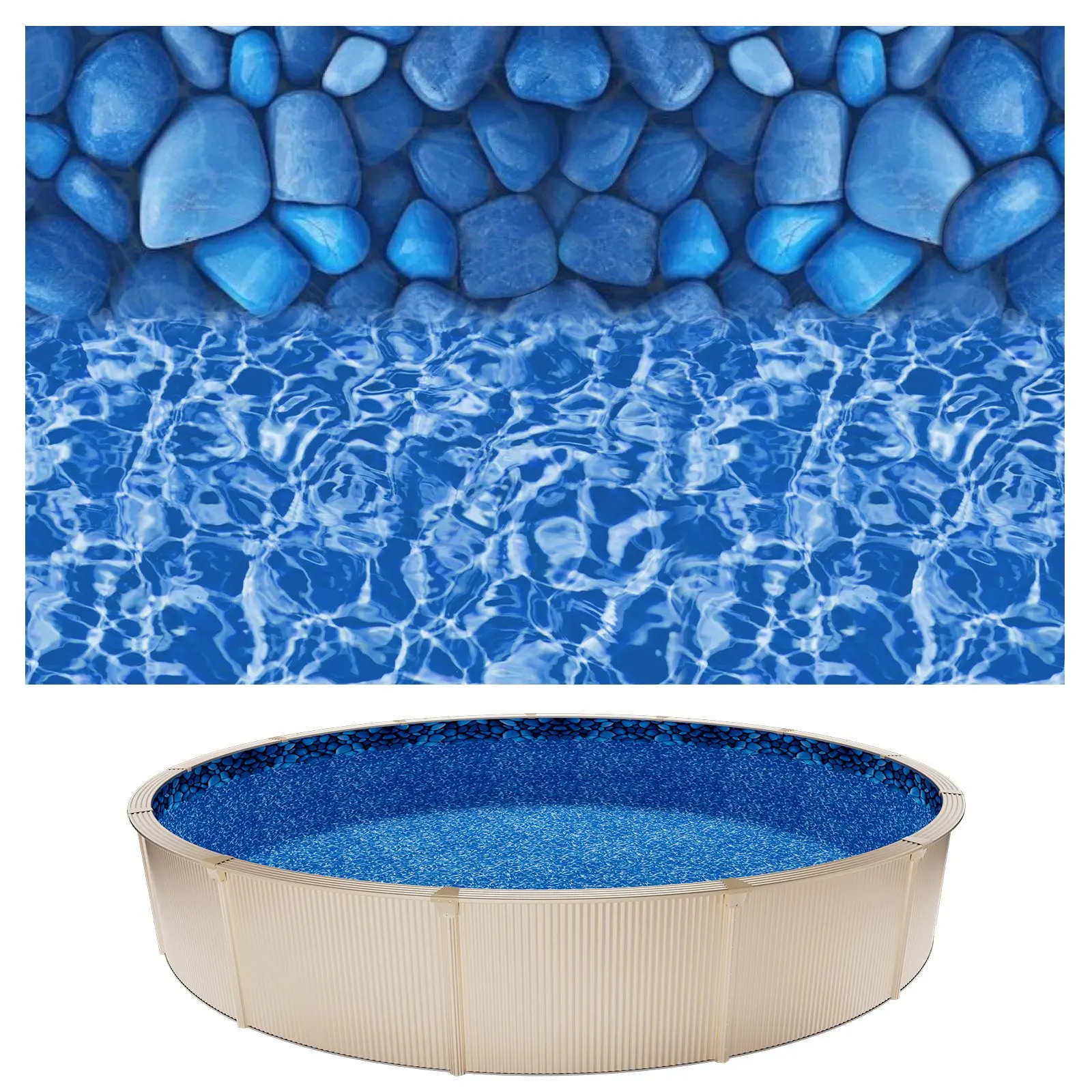 VEVOR 27ft Pool Liner, Round UniBead Swimming Pool Liner for 52 in Wall Height, Premium Vinyl, Easy Install with Leak-Proof Patches, Designed for Steel Sided Above-Ground, Outdoor, Boulder Swirl