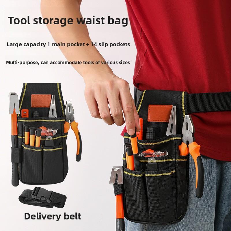 Three-Layer Electrician Tool Bag Adjustable Thickened Wear-Resistant Tool Waist Bag Industrial Grade Hardware Tool Bag