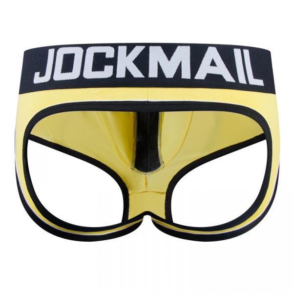 JOCKMAIL 1pcs/2pcs men's triangle underwear with hip lifting thong, exposed buttocks, low waist cotton flat angle underwear, pleated design, breathable and moisture absorbing, M-XXL