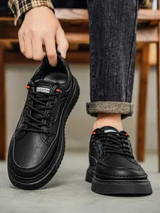 Men Minimal Commute Vintage Skate Shoes, Skin-friendly Upper With Elastic Cushion Sole, Anti-slip Wear-resistant Comfort Fit For Work & Street Outings